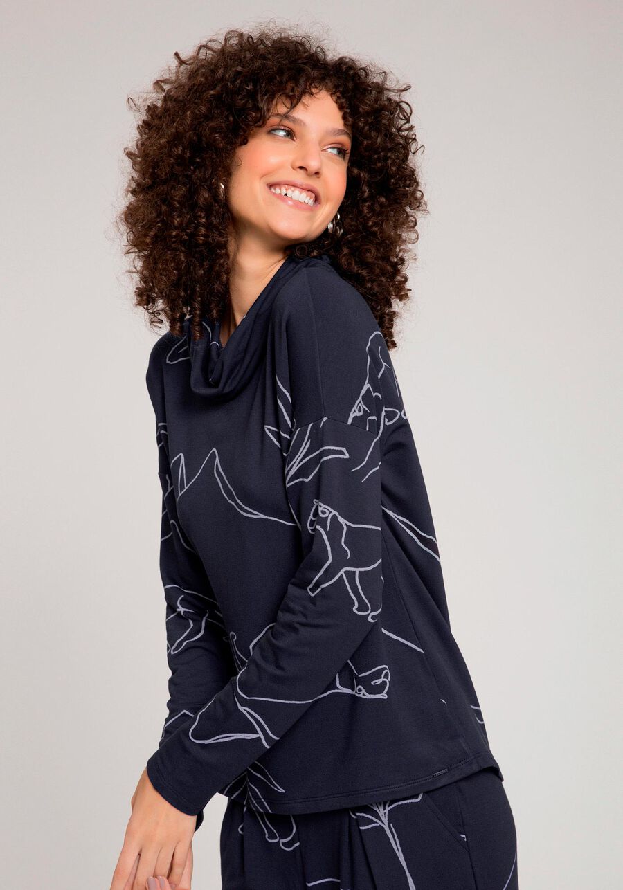 Conjunto Blusa Gola Alta e Calça em Moletom Viscose, OASIS MARINHO. Conjunto Blusa Gola Alta e Calça em Moletom Viscose, OASIS MARINHO, large.