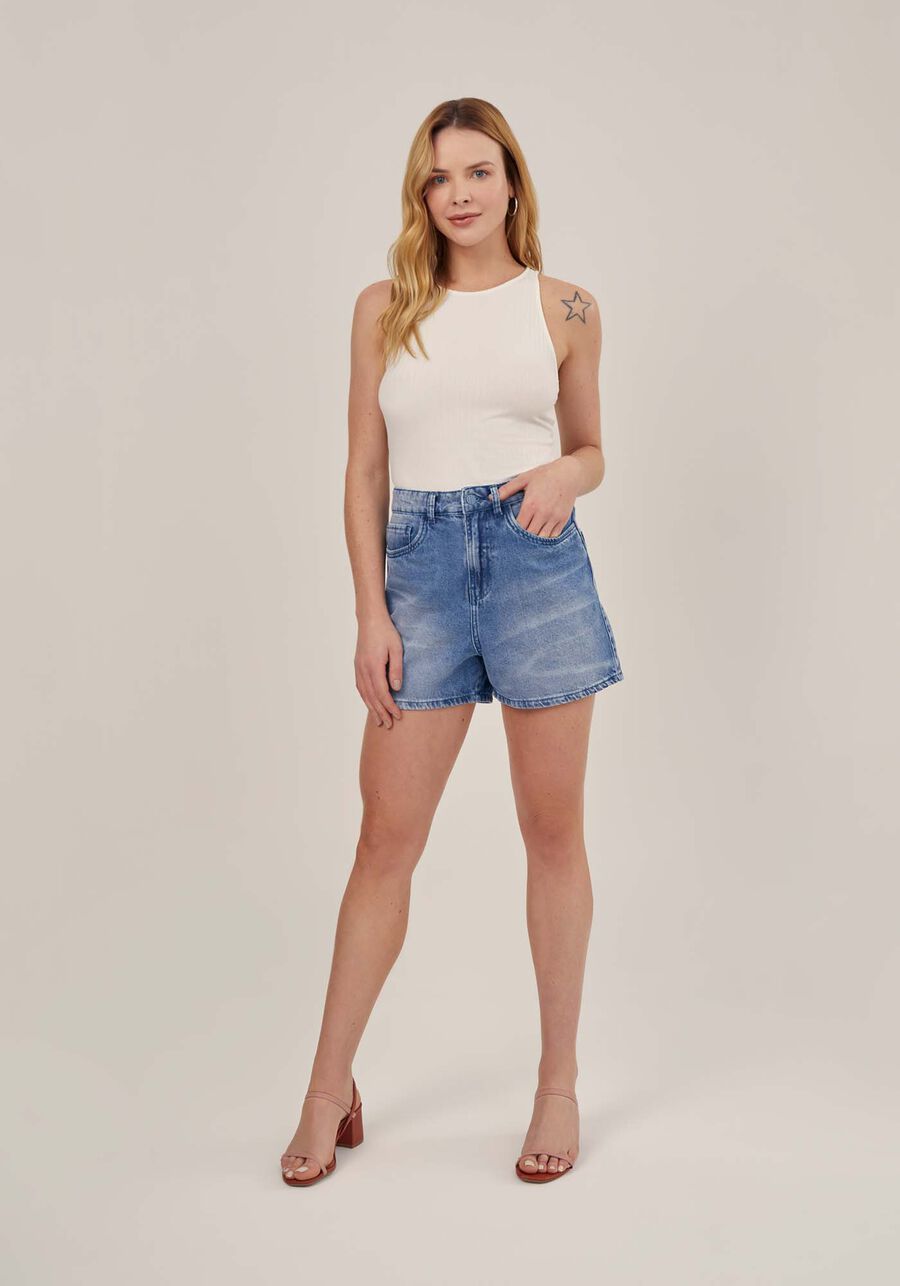 Shorts Mommy Jeans Claro, JEANS, large.
