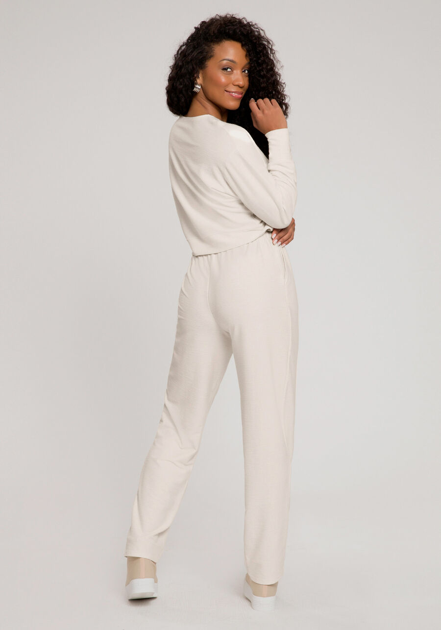 Conjunto Blusa Cropped e Calça Jogging em Malha Lino, BRANCO OFF WHITE. Conjunto Blusa Cropped e Calça Jogging em Malha Lino, BRANCO OFF WHITE, large.