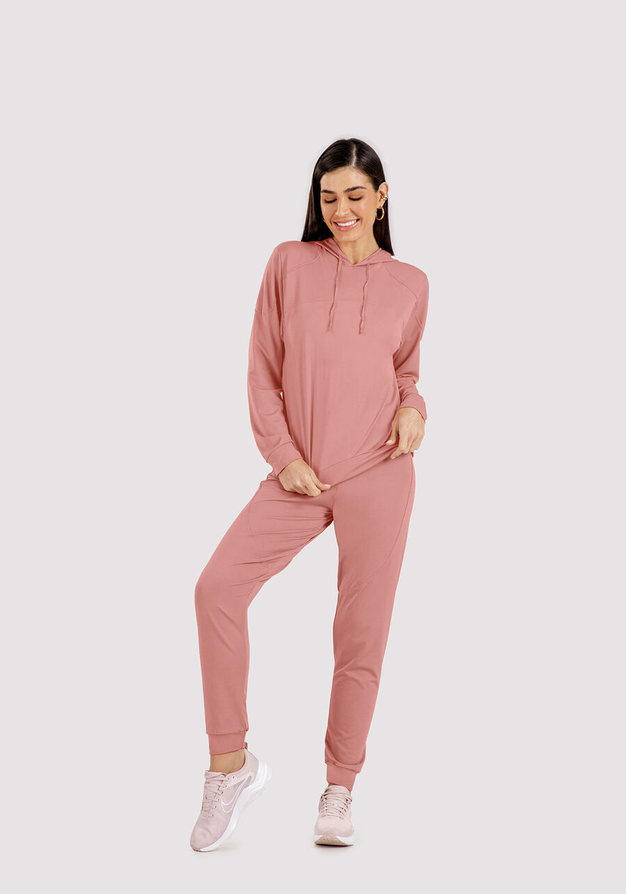 Conjunto com Blusão e Calça Jogger, ROSA NOSTALGIA, large.