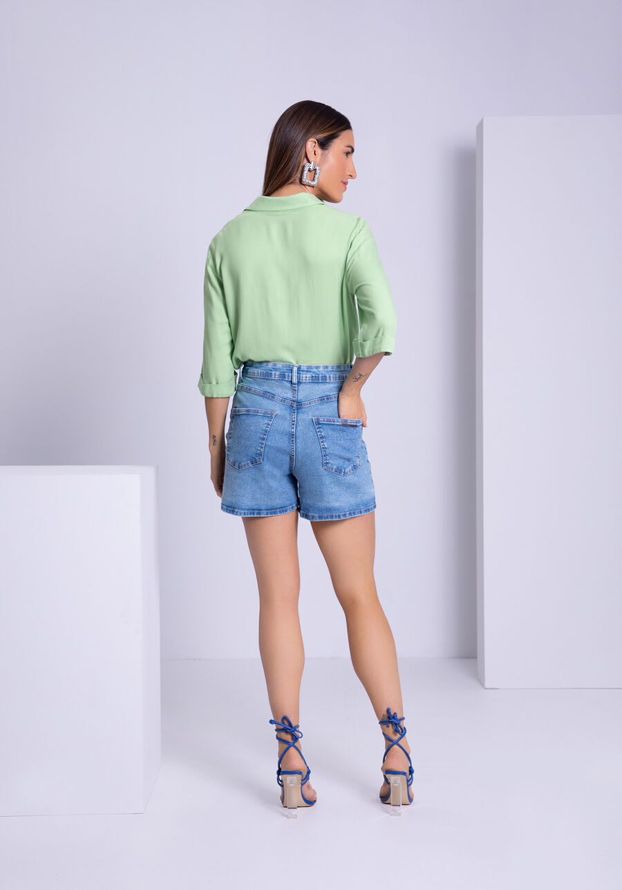 Shorts Jeans Mom Cintura Alta Chapa Barriga, JEANS. Shorts Jeans Mom Cintura Alta Chapa Barriga, JEANS, large.