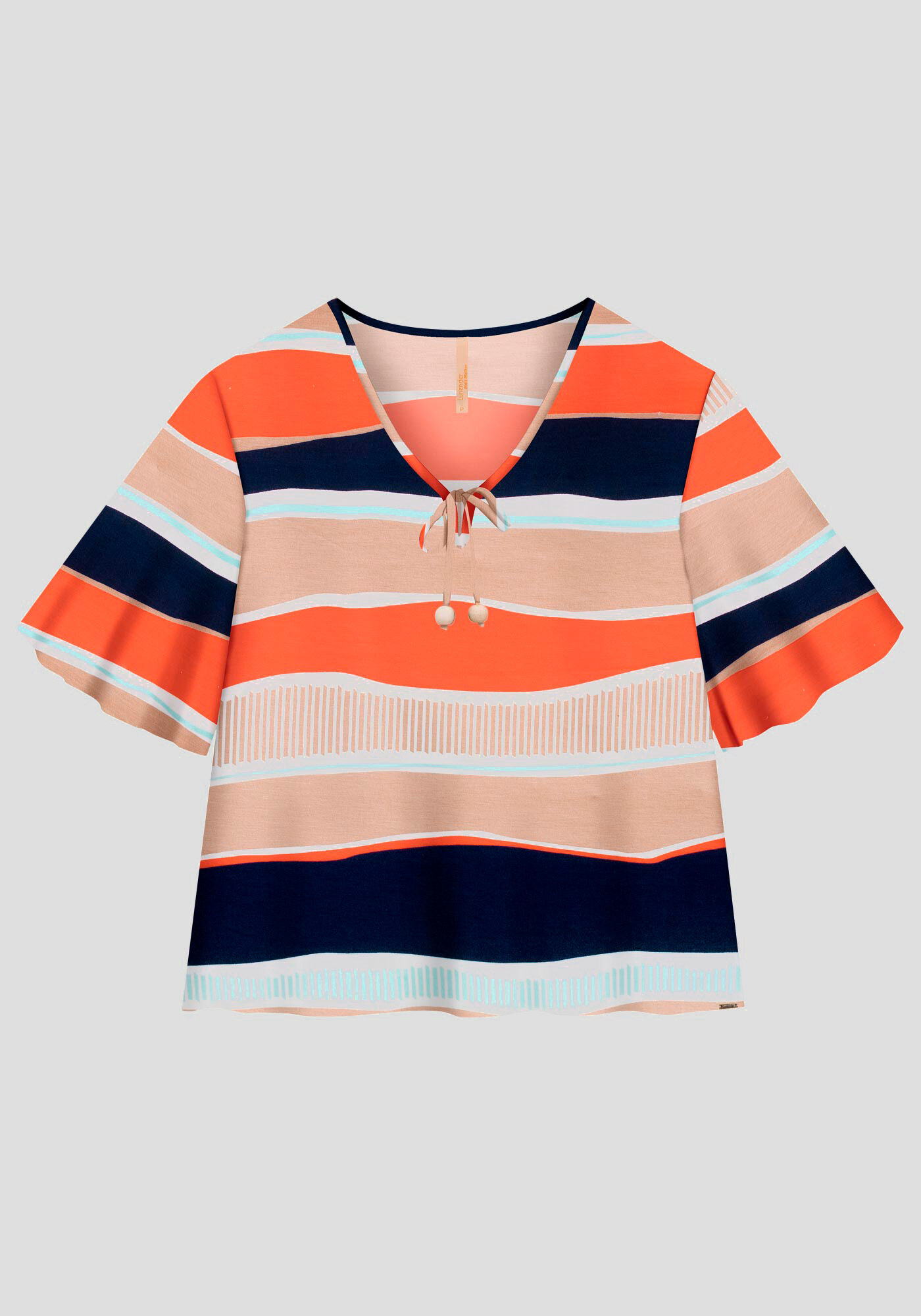 Blusa Plus Size em Viscose com Amarra&ccedil;&atilde;o, , large.