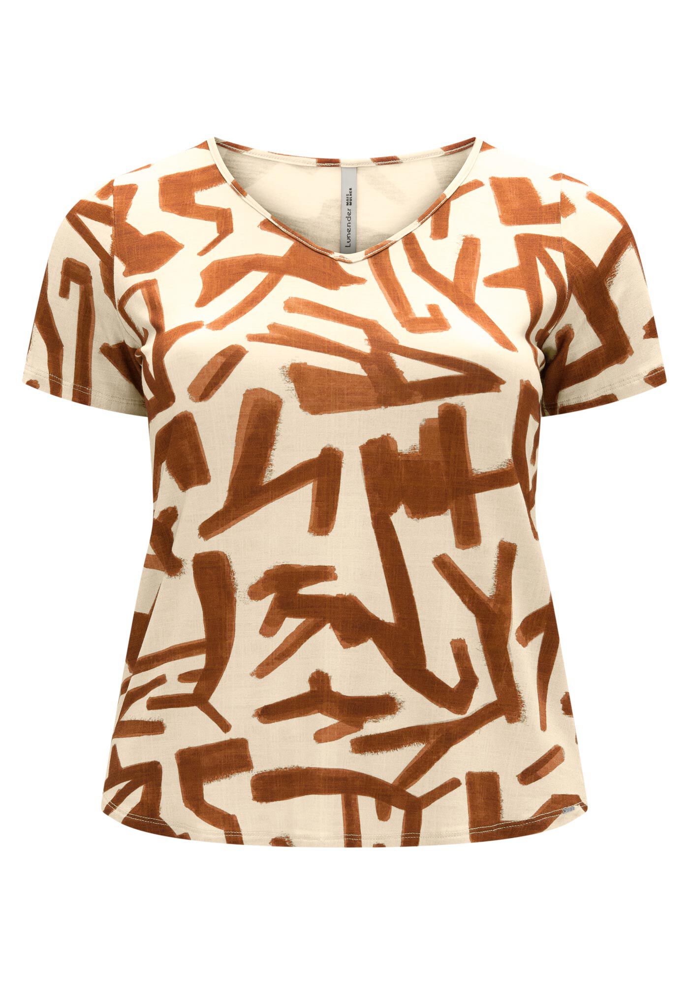 Blusa Estampada De Mangas Curtas Plus Size Em Malha, , large.