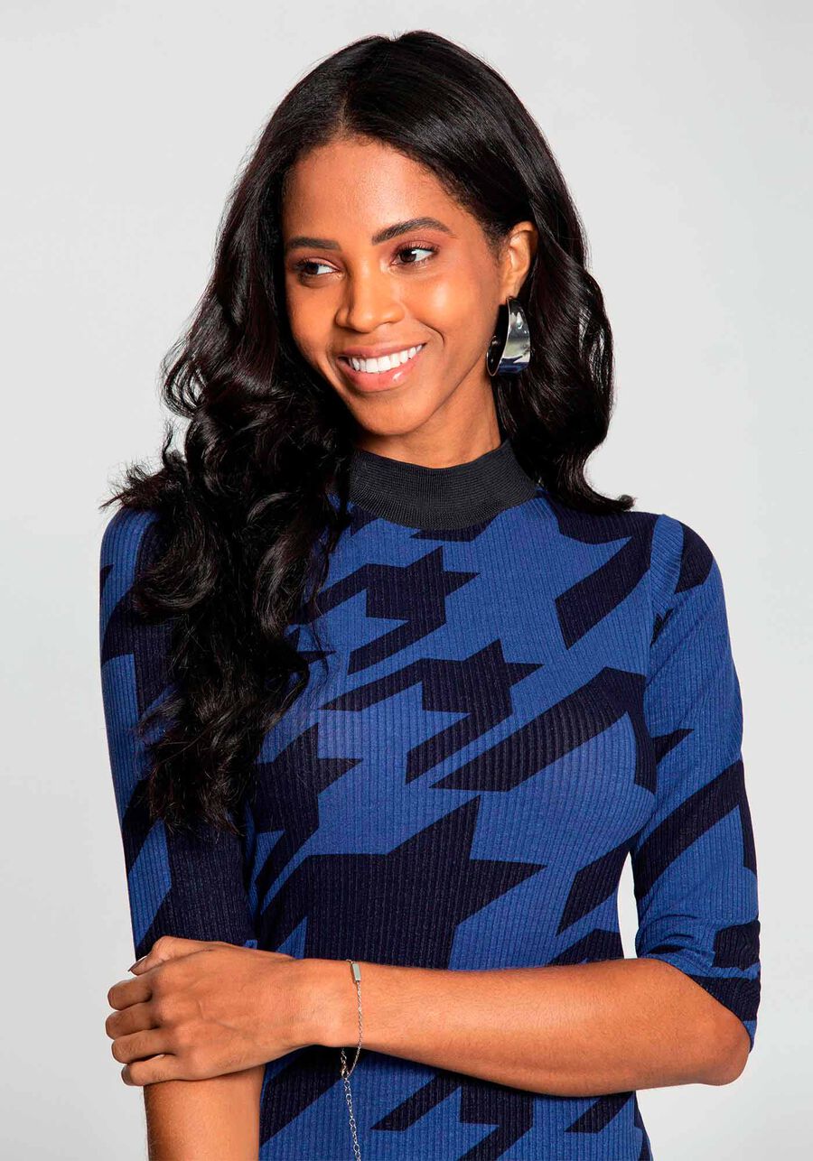 Vestido Manga 3/4 Justo Gola Retilínea, MARINHO ACTION. Vestido Manga 3/4 Justo Gola Retilínea, MARINHO ACTION, large.