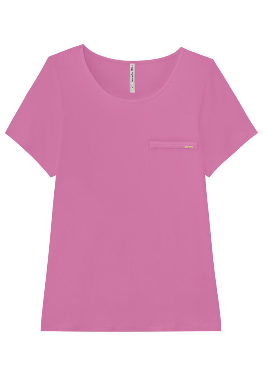 Blusa Básica Lisa De Mangas Curtas Com Detalhe Frontal, . Blusa Básica Lisa De Mangas Curtas Com Detalhe Frontal, , large.