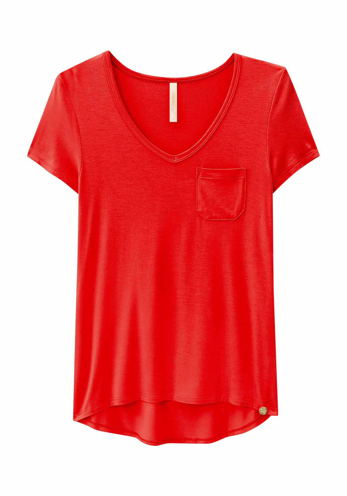 Blusa B&aacute;sica em Malha Viscose com Bolso, , large.