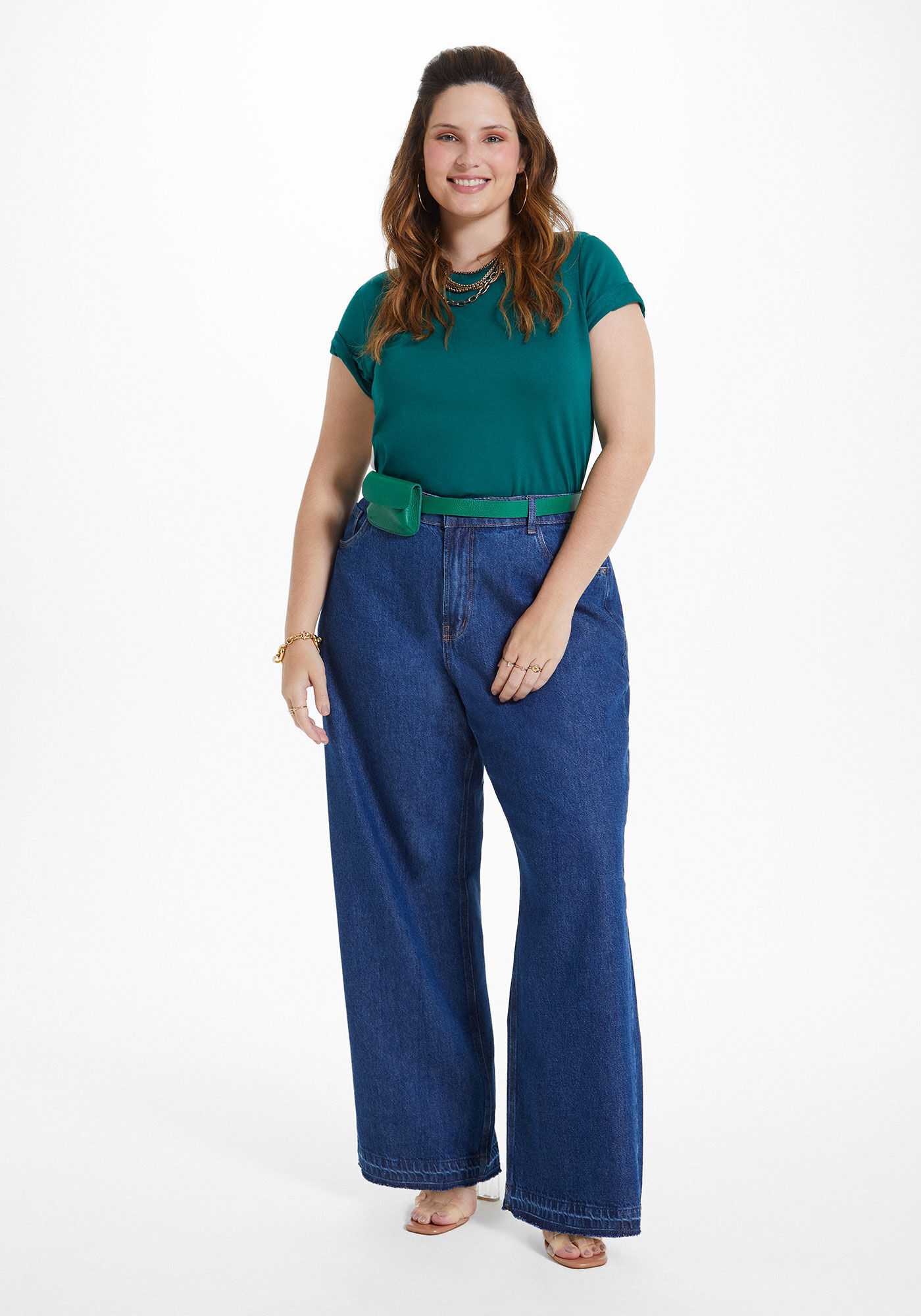 Cal&ccedil;a Jeans Plus Size Wide Leg, JEANS, large.