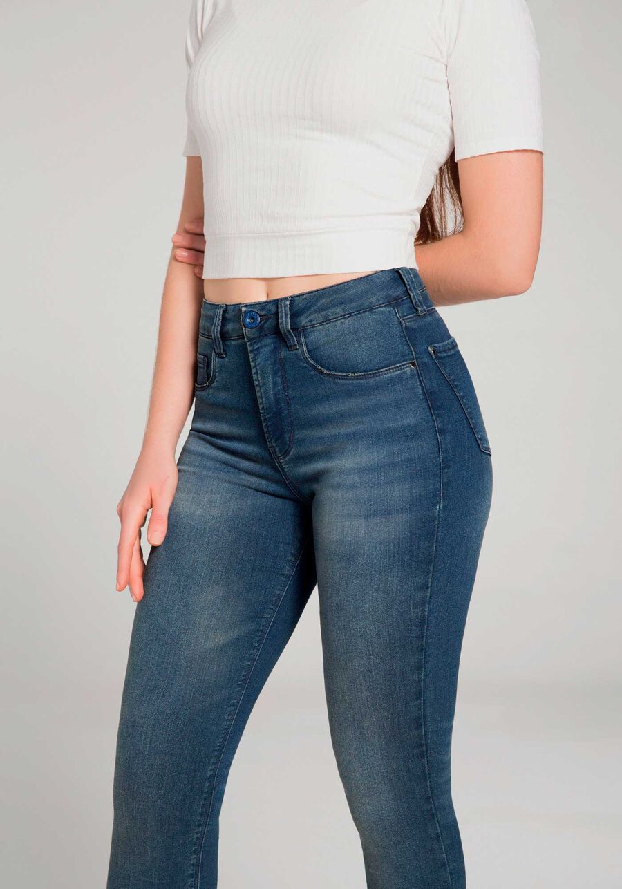 Calça Jeans Skinny Chapa Barriga com Cintura Média, JEANS. Calça Jeans Skinny Chapa Barriga com Cintura Média, JEANS, large.