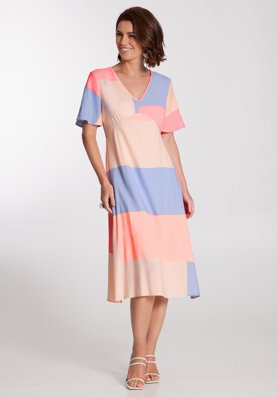 Vestido Midi Estampado em Viscose com Manga Flare, . Vestido Midi Estampado em Viscose com Manga Flare, , large.