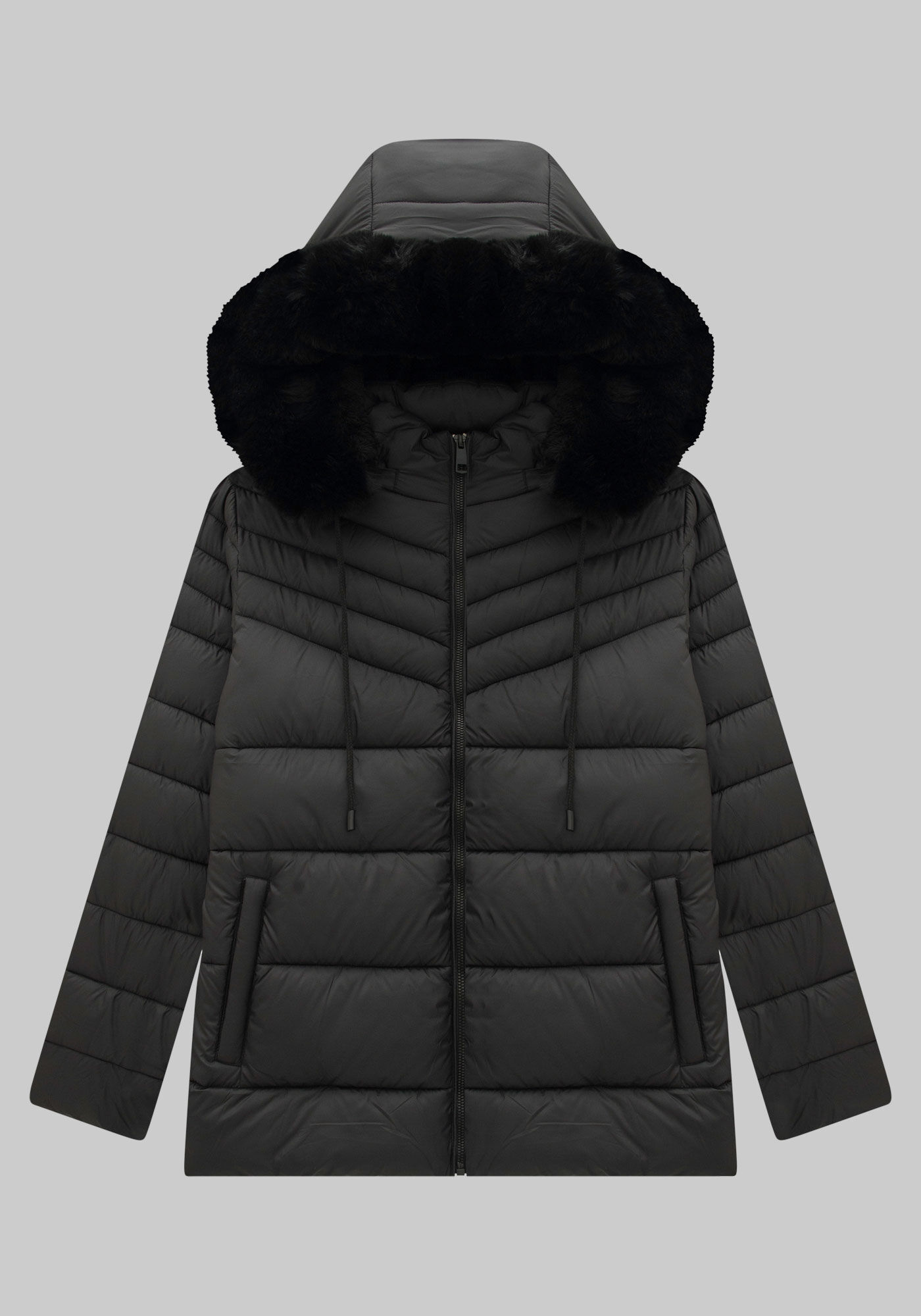 Jaqueta Puffer com Capuz Remov&iacute;vel Pelo, , large.