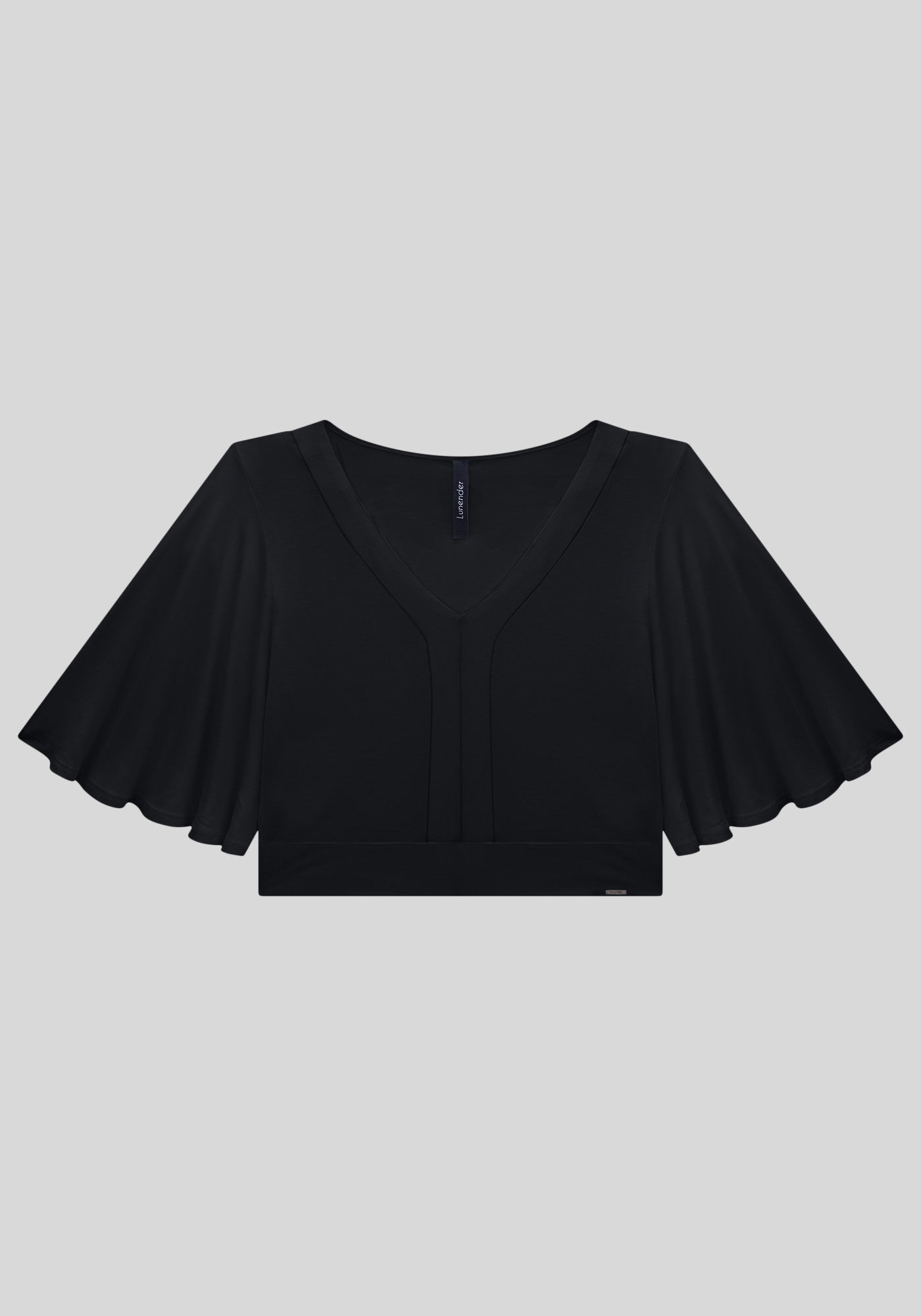 Blusa Cropped em Malha Viscose com Manga Flare, , large.