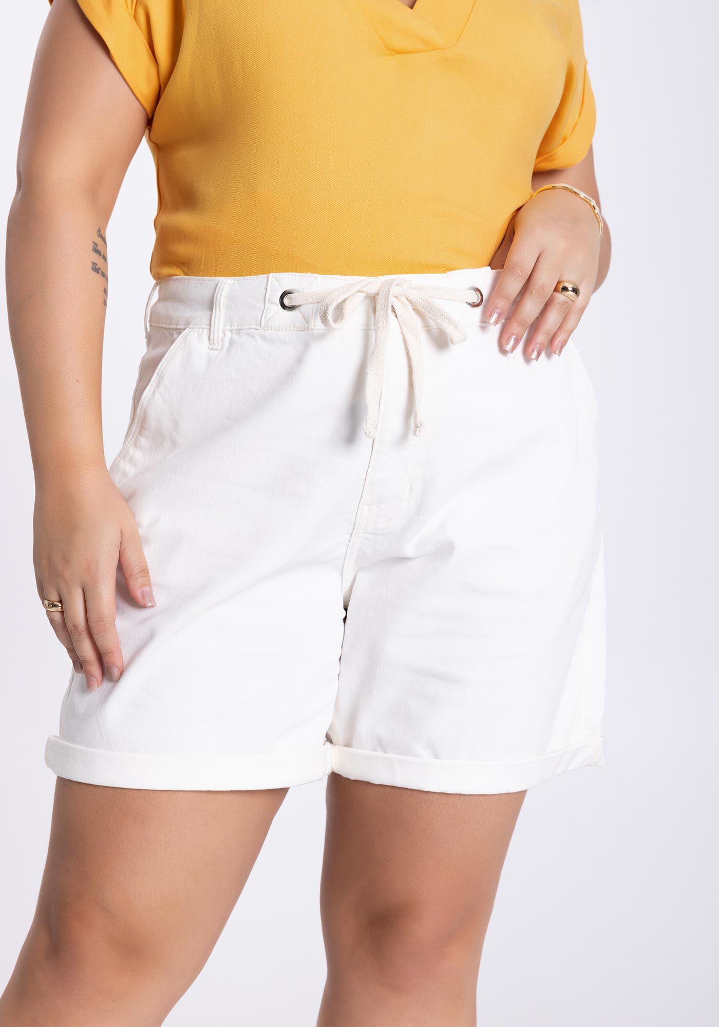 Bermuda boyfriend top feminina plus size