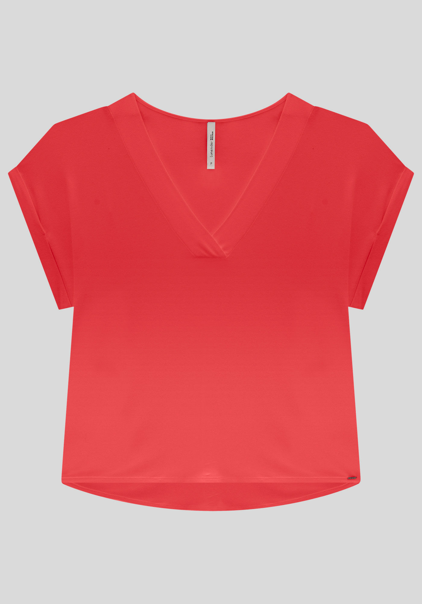 Blusa Plus Size em Malha Viscose com Decote V, VERMELHO POMME, large.