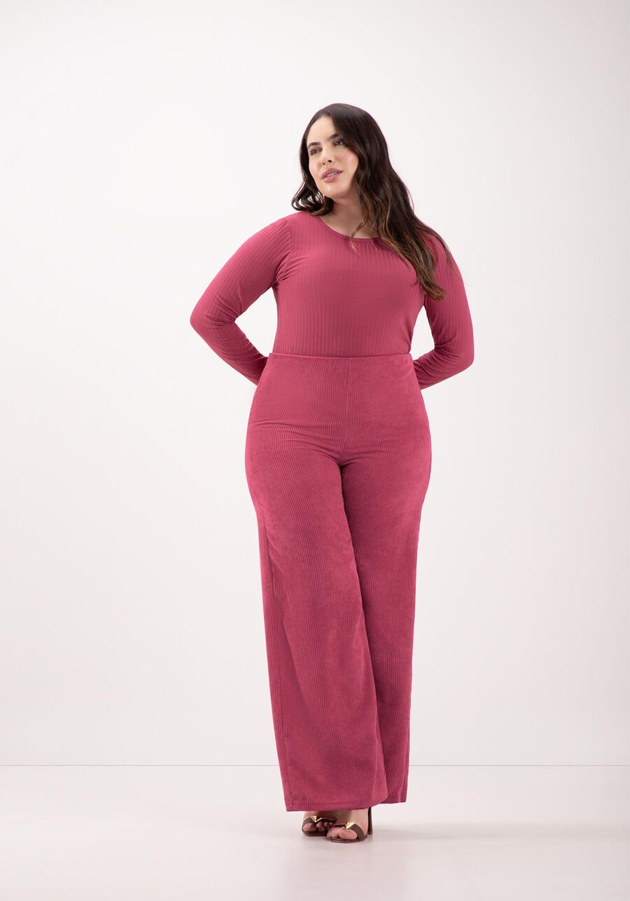 Blusa Básica De Mangas Longas Plus Size Em Malha Canelada, . Blusa Básica De Mangas Longas Plus Size Em Malha Canelada, , large.