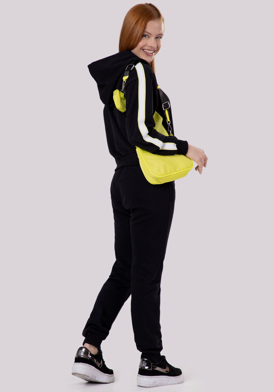 Blusão Juvenil com Capuz e Recortes, PRETO REATIVO. Blusão Juvenil com Capuz e Recortes, PRETO REATIVO, large.