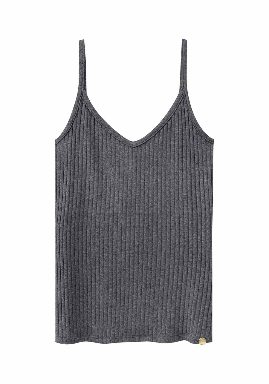 Blusa Regata Básica De Alças Finas Em Malha Canelada, . Blusa Regata Básica De Alças Finas Em Malha Canelada, , large.