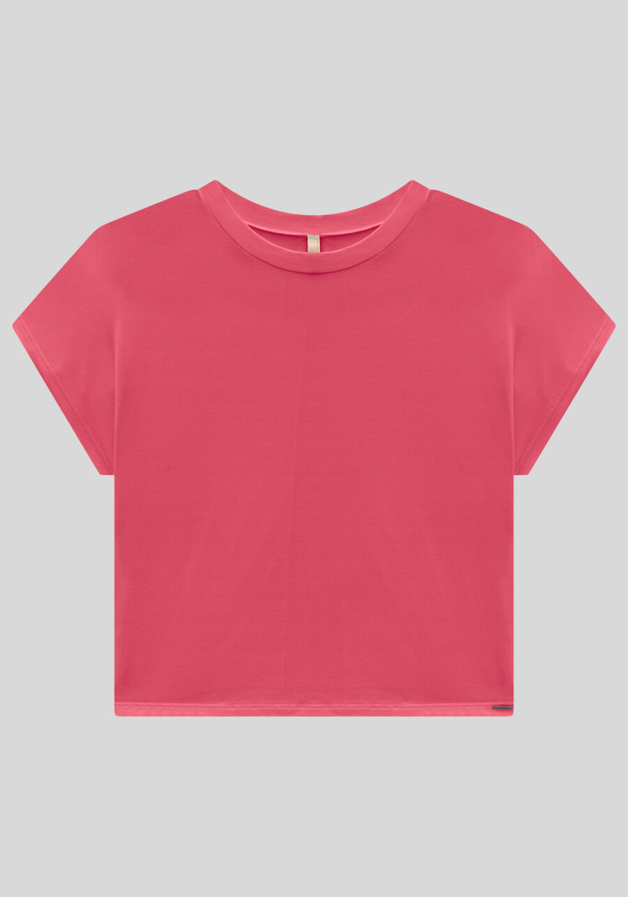 Blusa em Manga Viscose com Manga Curta, . Blusa em Manga Viscose com Manga Curta, , large.