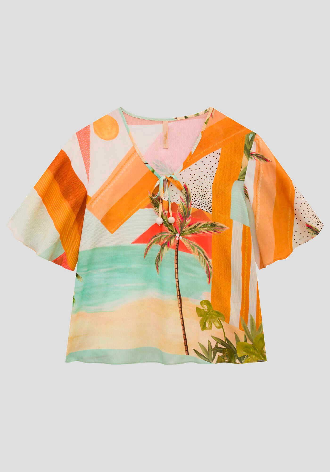 Blusa Plus Size em Viscose com Amarra&ccedil;&atilde;o, , large.