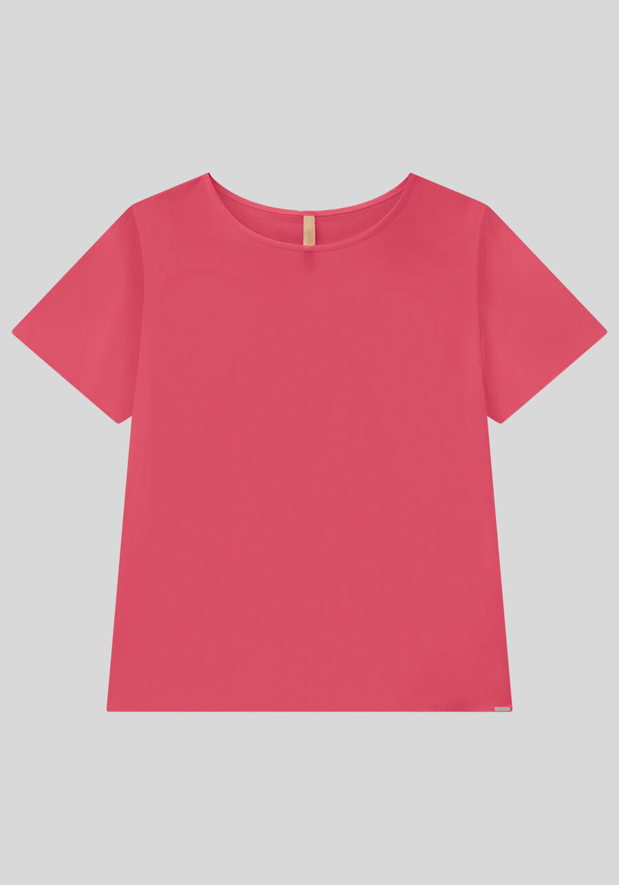 Blusa Lisa Básica De Mangas Curtas Em Tecido Leve, . Blusa Lisa Básica De Mangas Curtas Em Tecido Leve, , large.