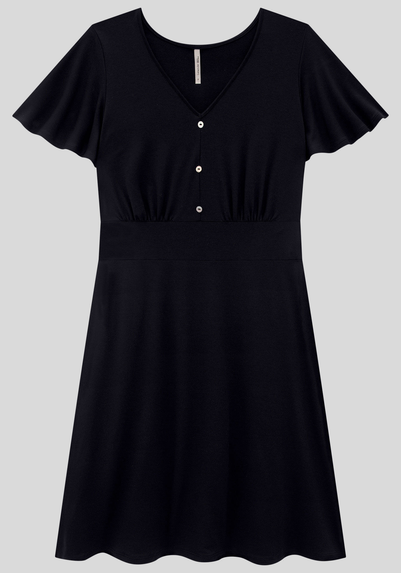Vestido Curto Plus Size em Malha com Bot&otilde;es, , large.