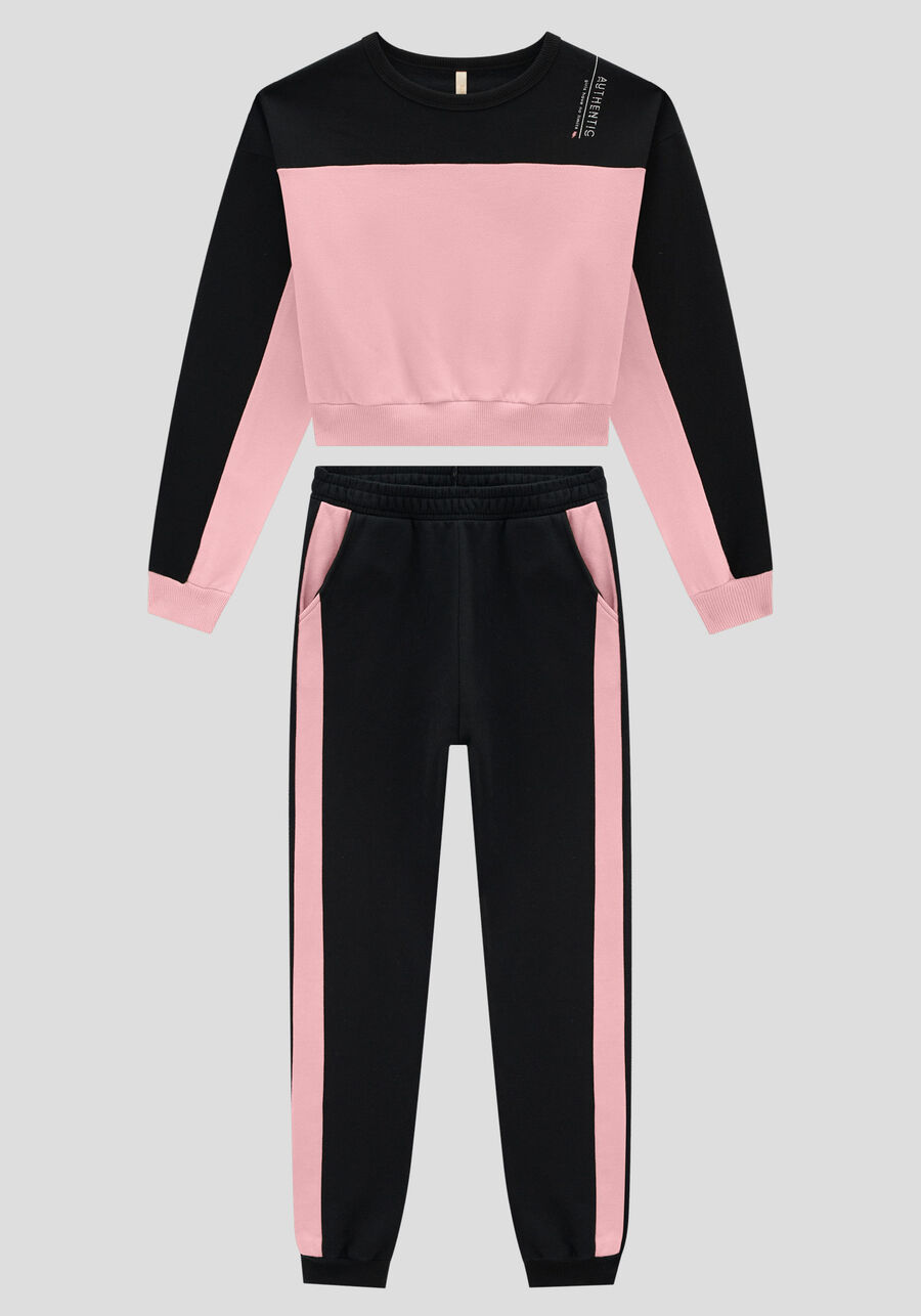 Conjunto Juvenil em Moletom com Recortes, . Conjunto Juvenil em Moletom com Recortes, , large.