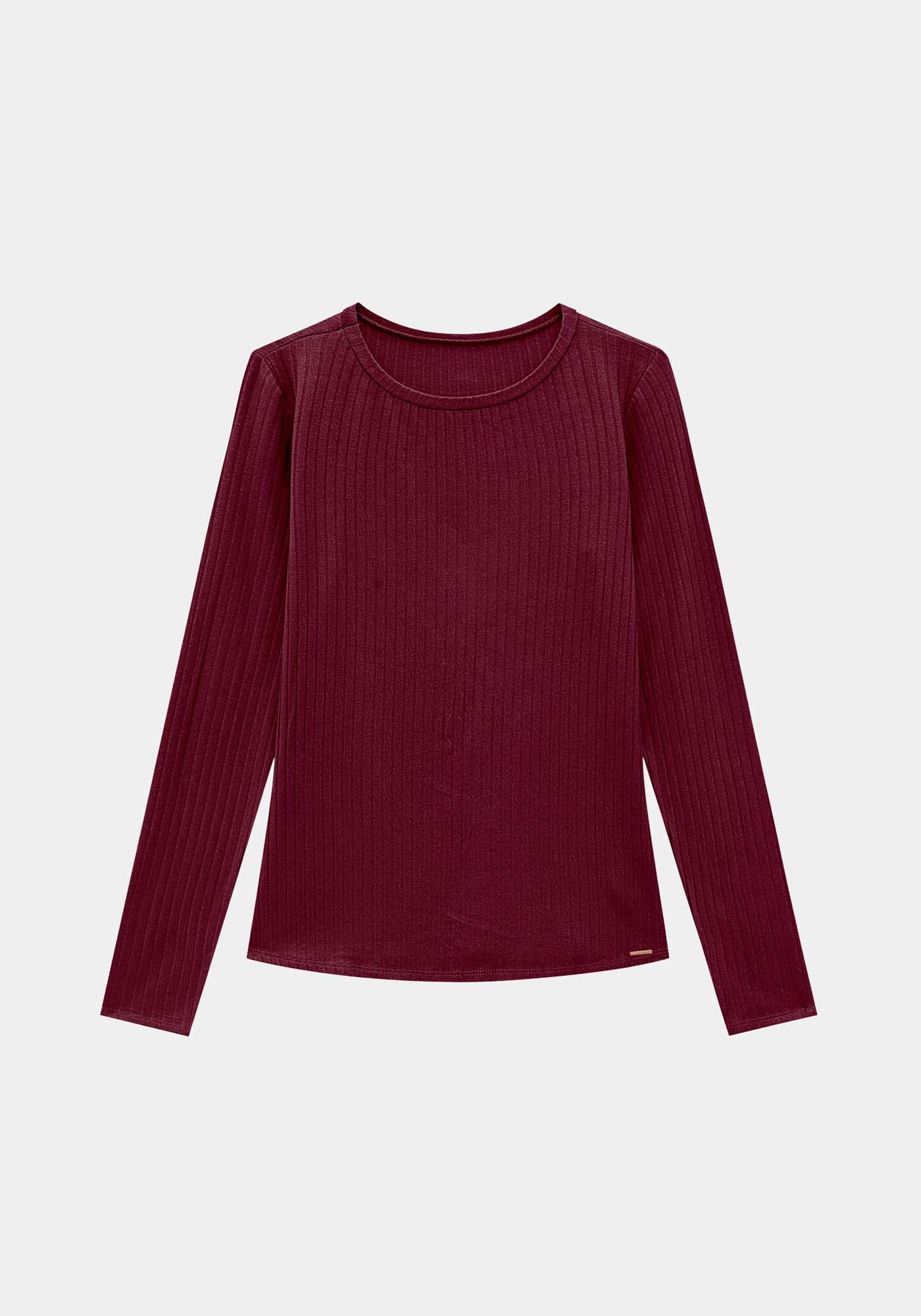Blusa B&aacute;sica Canelada Manga Longa, , large.