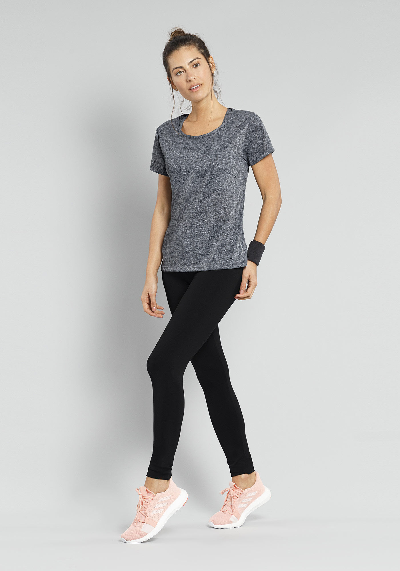 Blusa B&aacute;sica De Mangas Curtas Em Malha De Poliamida, , large.