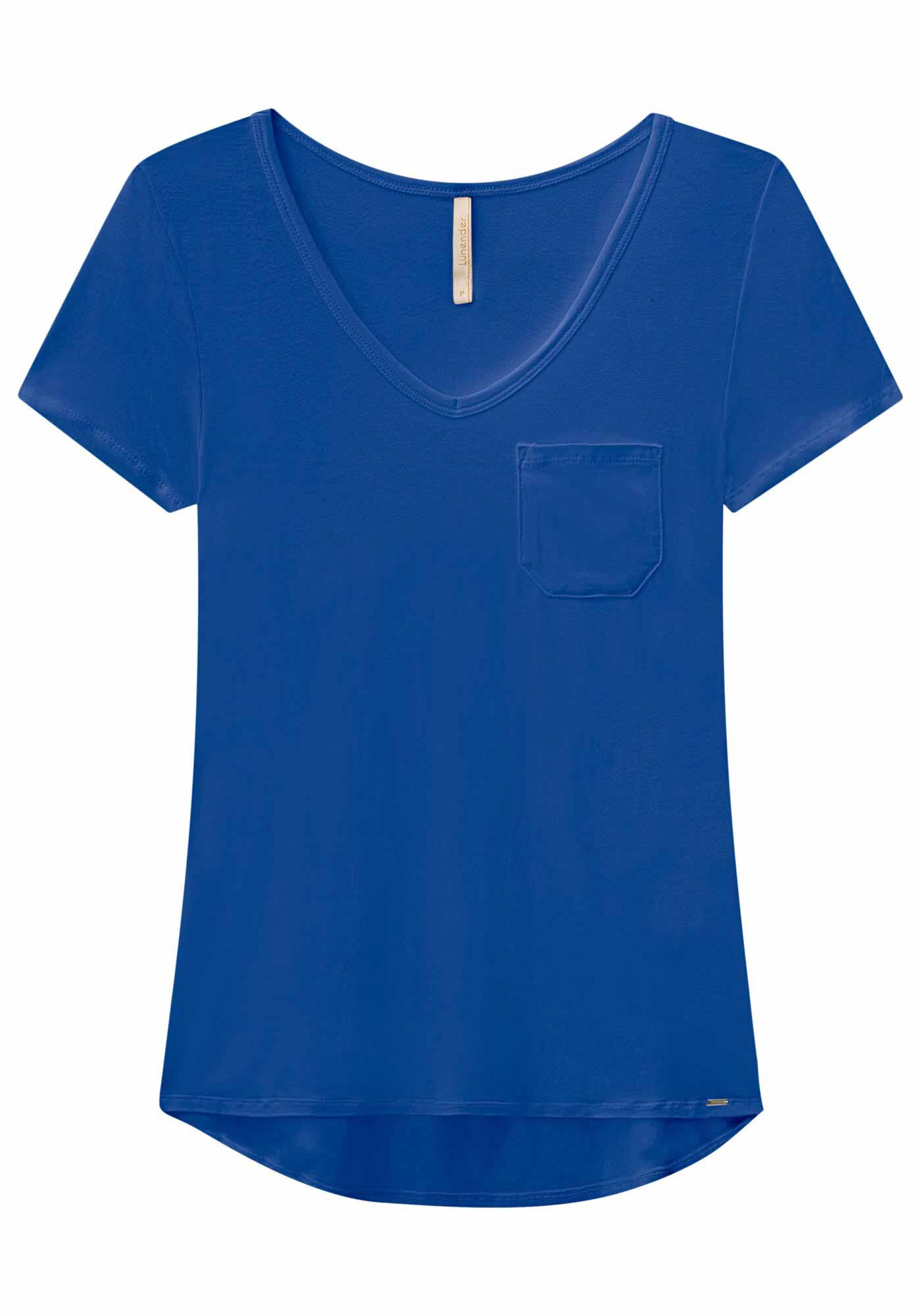 Blusa B&aacute;sica em Malha Viscose com Bolso, , large.