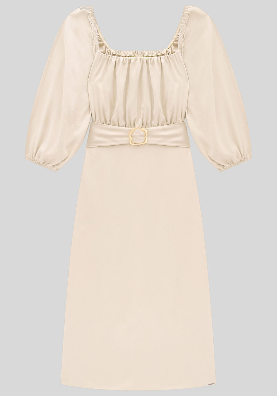 Vestido Midi em Viscose com Decote Quadrado e Cinto, . Vestido Midi em Viscose com Decote Quadrado e Cinto, , large.