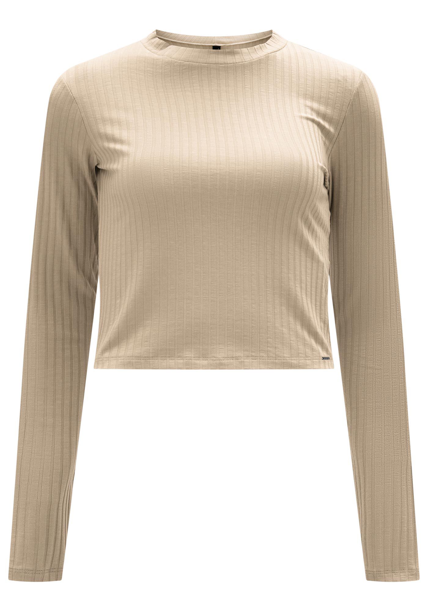 Blusa Manga Longa Canelada B&aacute;sica com Gola, , large.