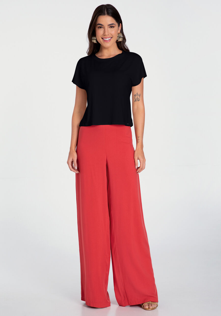 Blusa em Manga Viscose com Manga Curta, . Blusa em Manga Viscose com Manga Curta, , large.