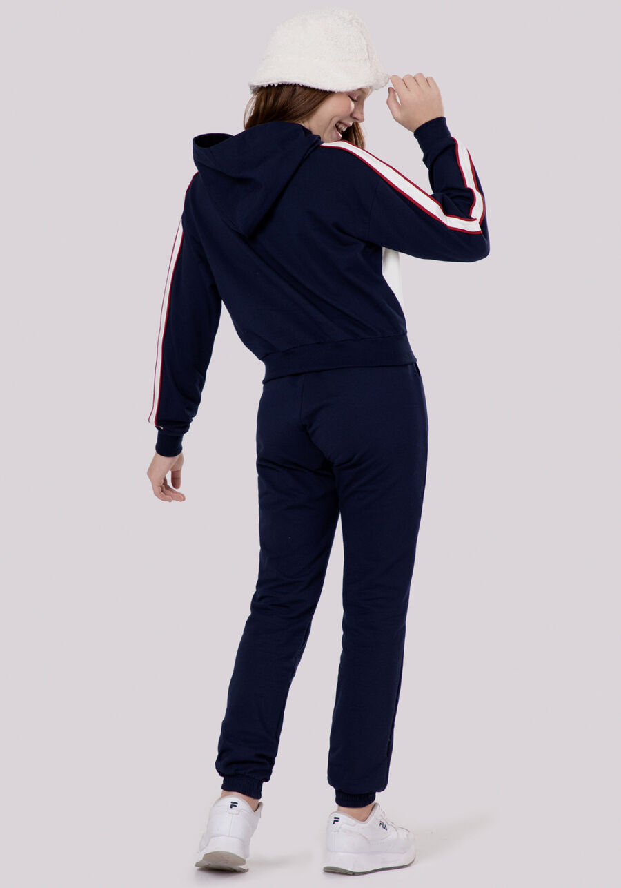 Blusão Juvenil com Capuz e Recortes, MARINHO ACTION. Blusão Juvenil com Capuz e Recortes, MARINHO ACTION, large.