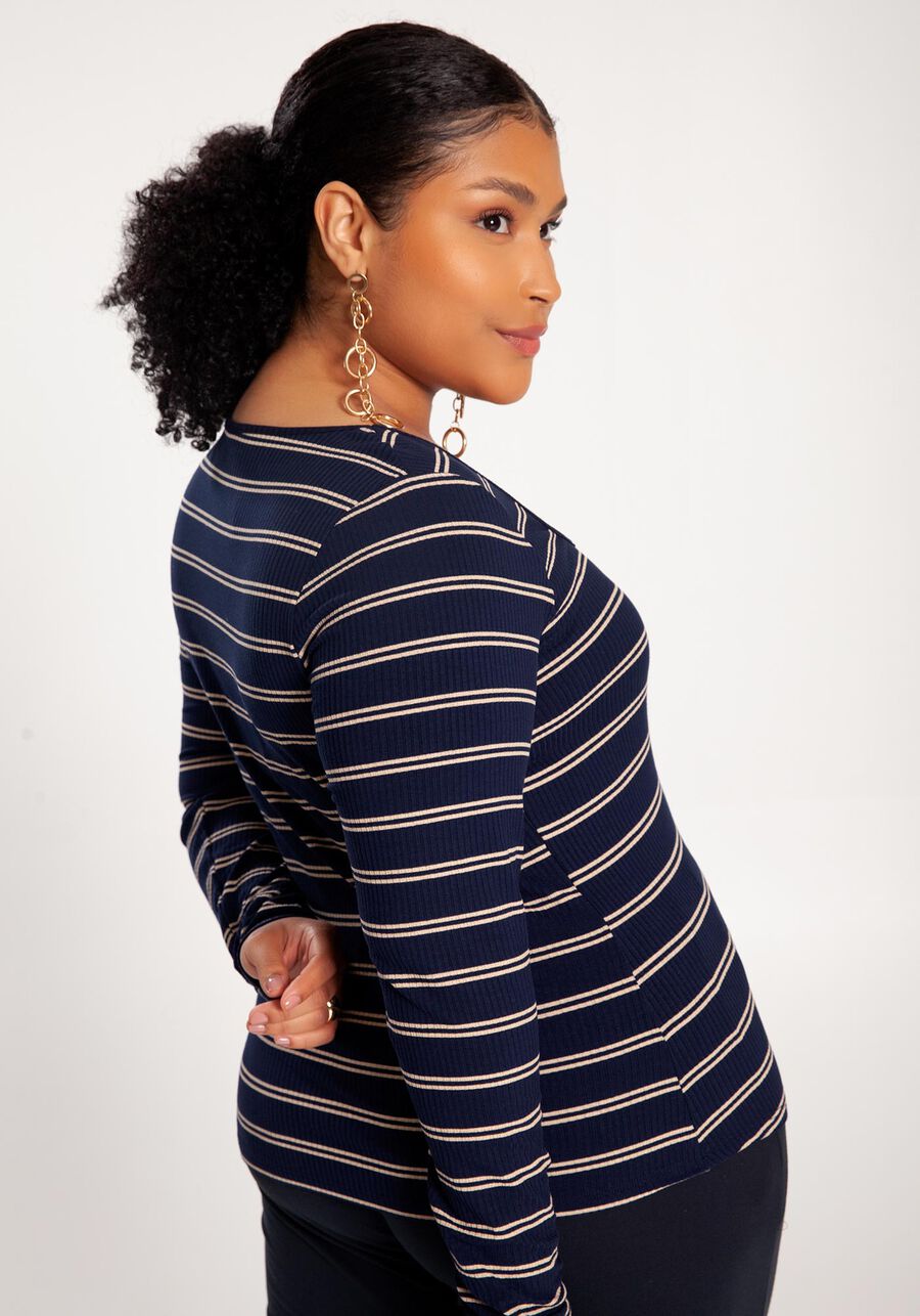 Blusa Plus Size em Malha com Decote Quadrado, MARINHO ACTION. Blusa Plus Size em Malha com Decote Quadrado, MARINHO ACTION, large.
