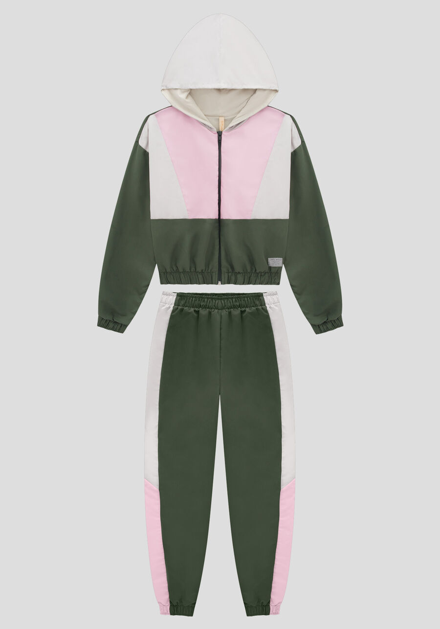 Conjunto Juvenil em Politel com Jaqueta Cropped, VERDE FURIA. Conjunto Juvenil em Politel com Jaqueta Cropped, VERDE FURIA, large.
