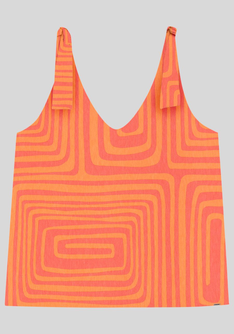 Blusa Plus Size Estampada com Amarração Alças, . Blusa Plus Size Estampada com Amarração Alças, , large.