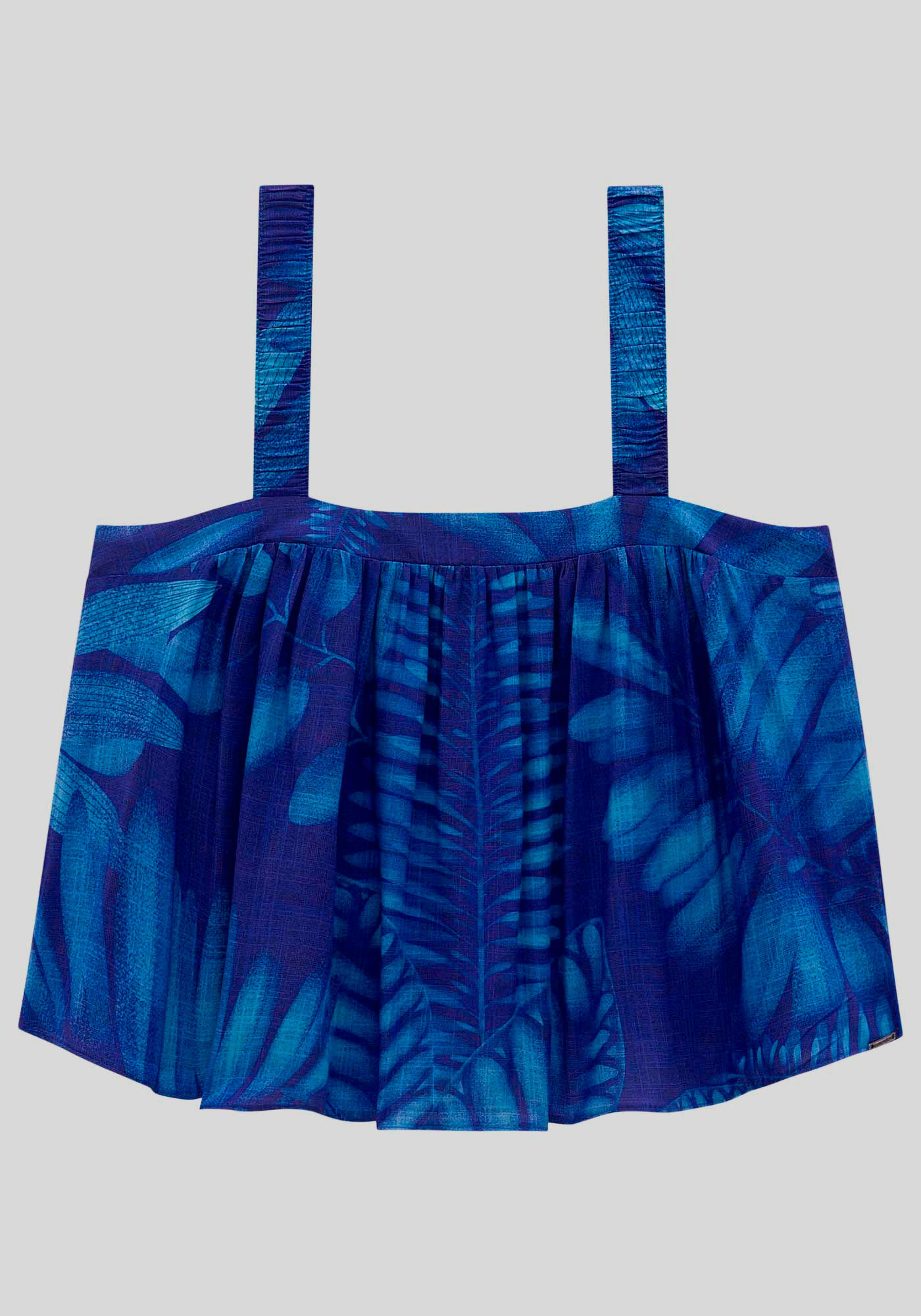 Blusa Cropped em Viscose Estampada com Decote Reto, , large.