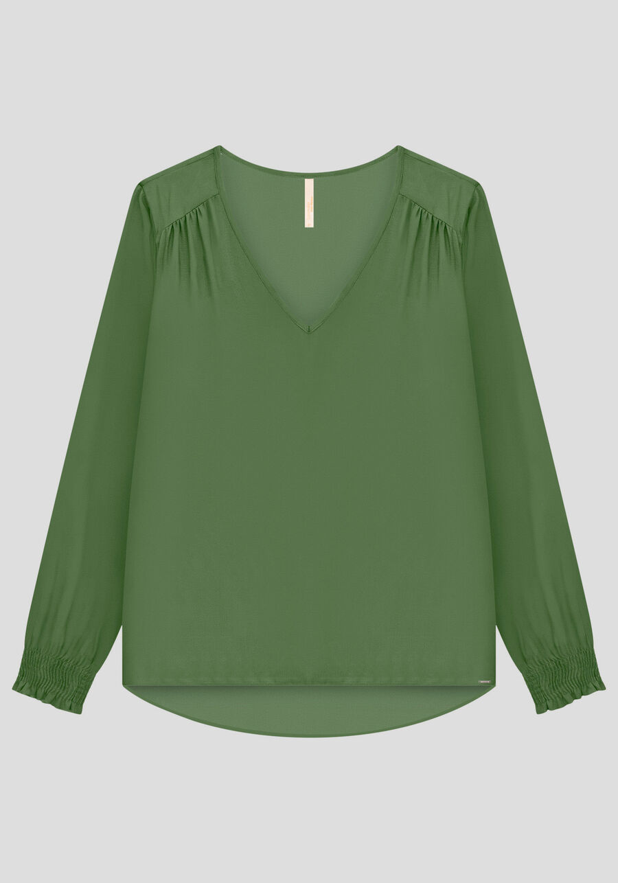 Blusa Plus Size em Viscose com Comprimento Mullet, VERDE NATIVE, large.