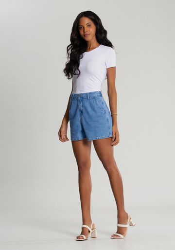 Shorts Jeans Mommy Cintura Alta, JEANS, large.