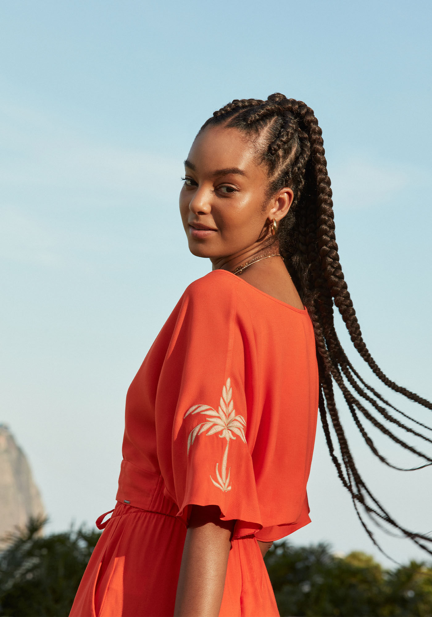 Blusa Cropped em Viscose com Bordado, LARANJA MAMAO, large.