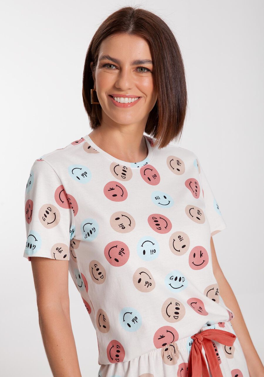 Pijama Curto em Malha Estampado, . Pijama Curto em Malha Estampado, , large.
