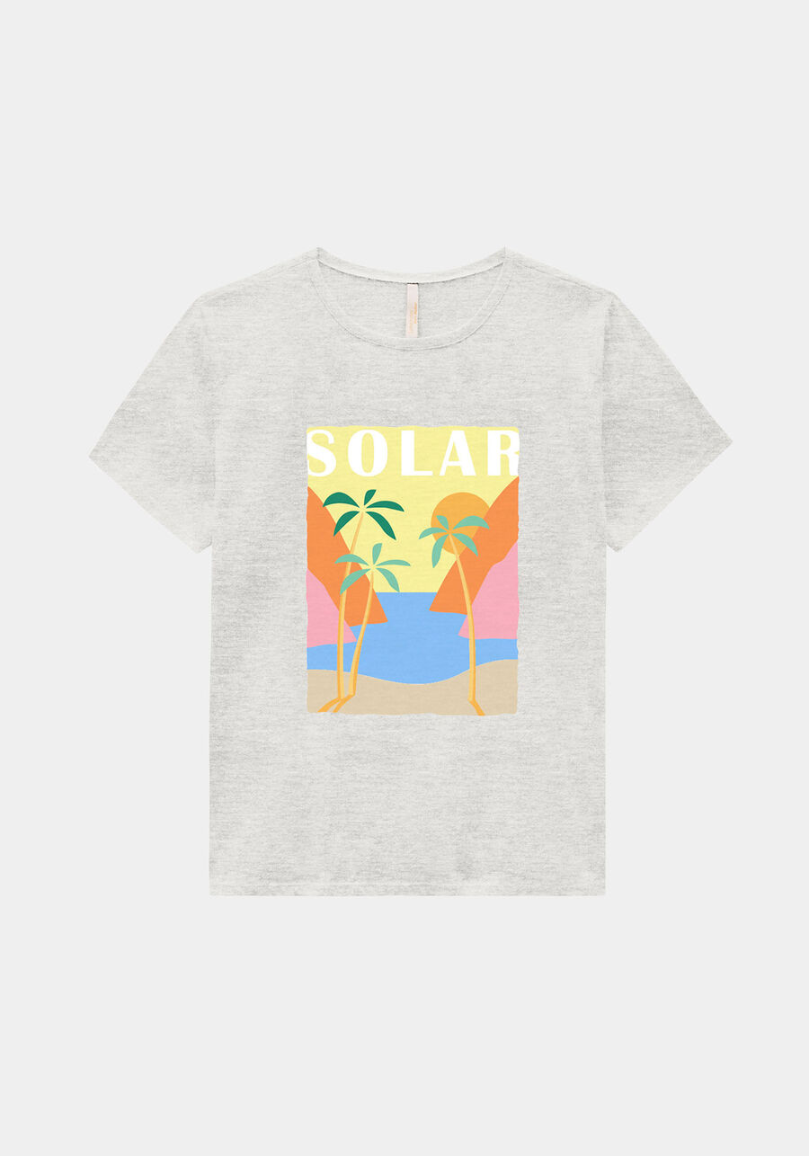 T-Shirt Solar Plus Size Meia Malha, MESCLA CLARO, large.