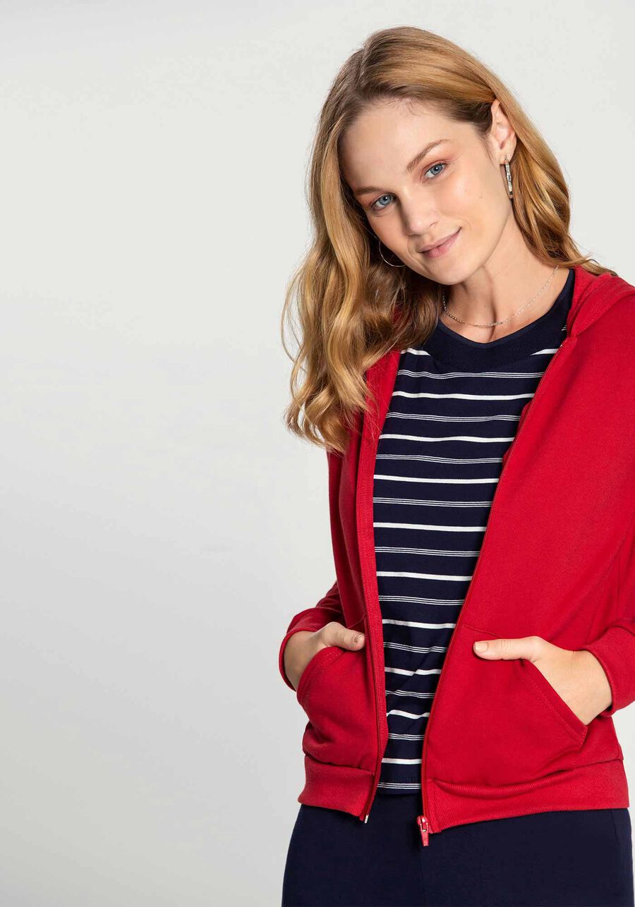 Jaqueta Básica em Moletom com Capuz, . Jaqueta Básica em Moletom com Capuz, , large.