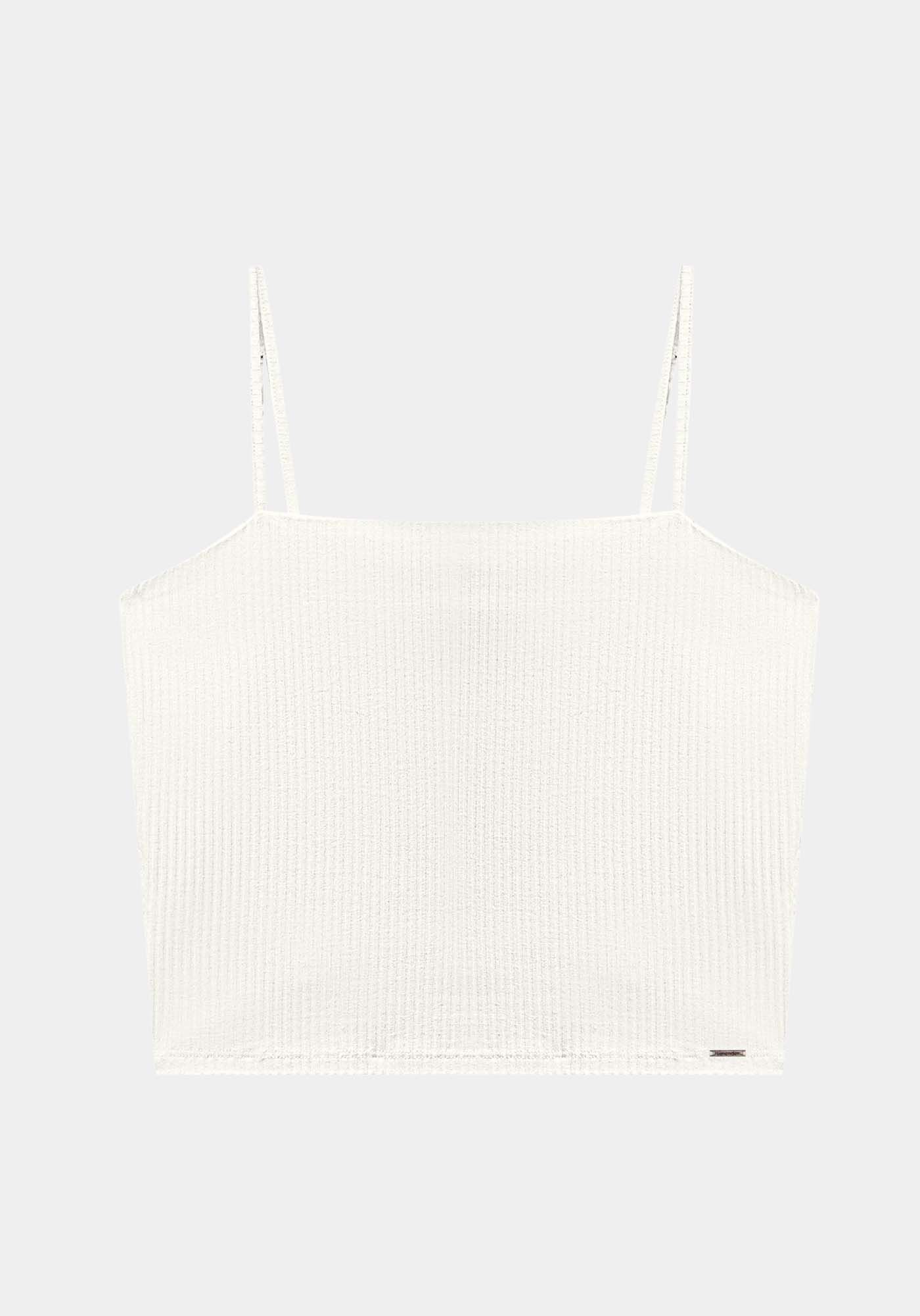 Blusa Cropped Canelada de Al&ccedil;a, BRANCO OFF WHITE, large.