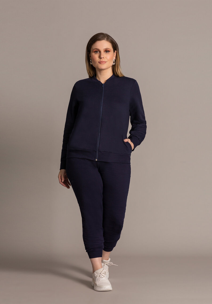 Jaqueta Plus Size Em Moletom Felpado De Algodão Com Zíper, . Jaqueta Plus Size Em Moletom Felpado De Algodão Com Zíper, , large.