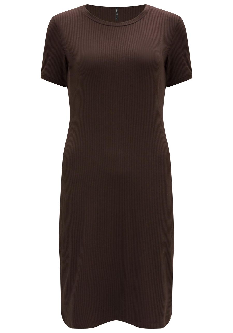 Vestido Curto Canelado Básico De Mangas Curtas Em Malha, . Vestido Curto Canelado Básico De Mangas Curtas Em Malha, , large.