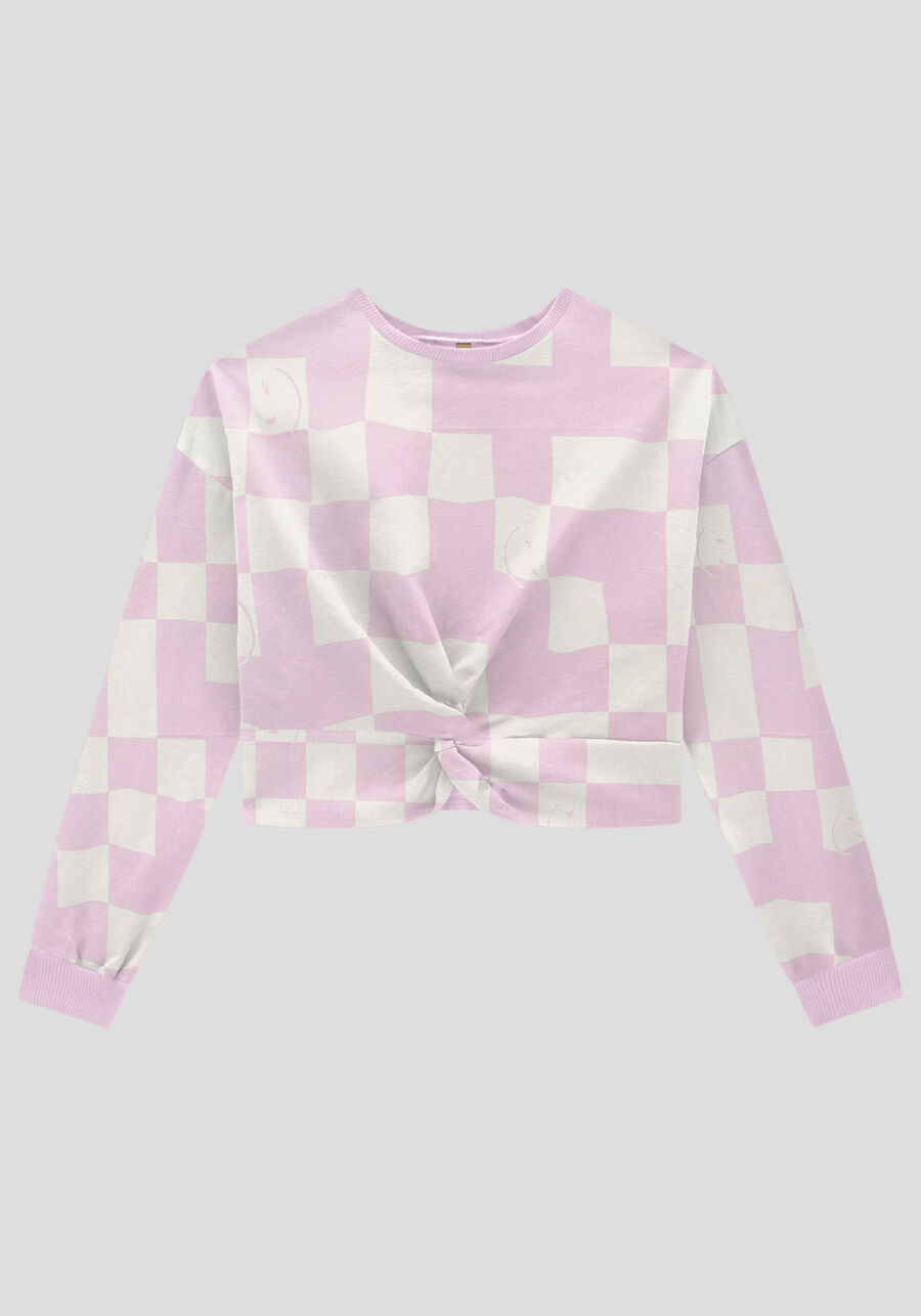 Blusão Cropped Estampado em Molecotton com Torção, . Blusão Cropped Estampado em Molecotton com Torção, , large.
