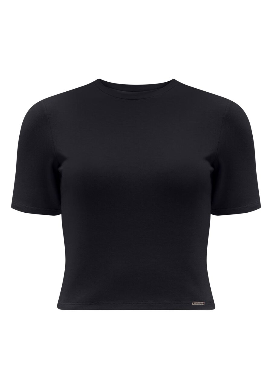 Blusa Cropped Básica De Mangas Curtas Em Malha De Viscose, . Blusa Cropped Básica De Mangas Curtas Em Malha De Viscose, , large.
