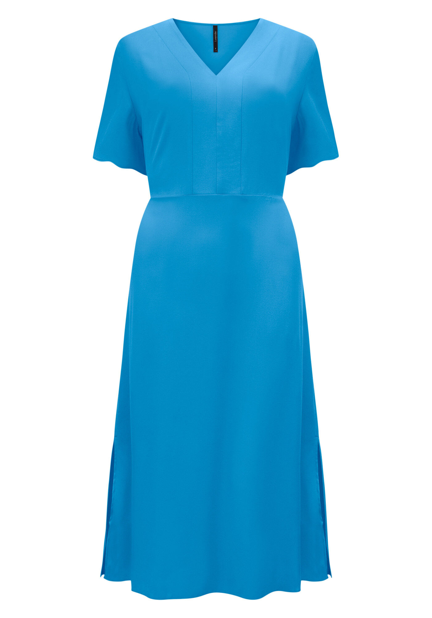 Vestido Midi Com Manga Fluida E Abertura Lateral Em Viscose, , large.