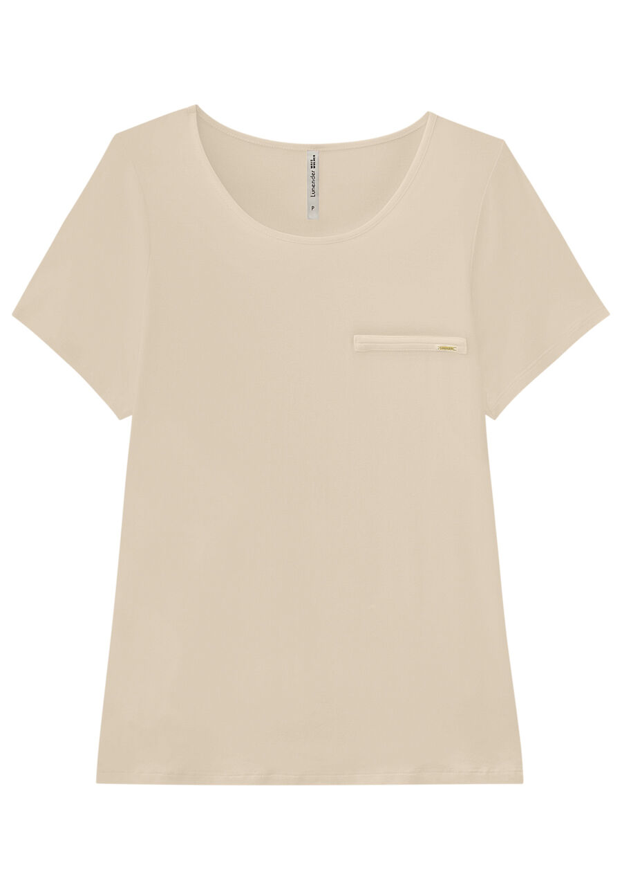 Blusa Básica Lisa De Mangas Curtas Com Detalhe Frontal, . Blusa Básica Lisa De Mangas Curtas Com Detalhe Frontal, , large.