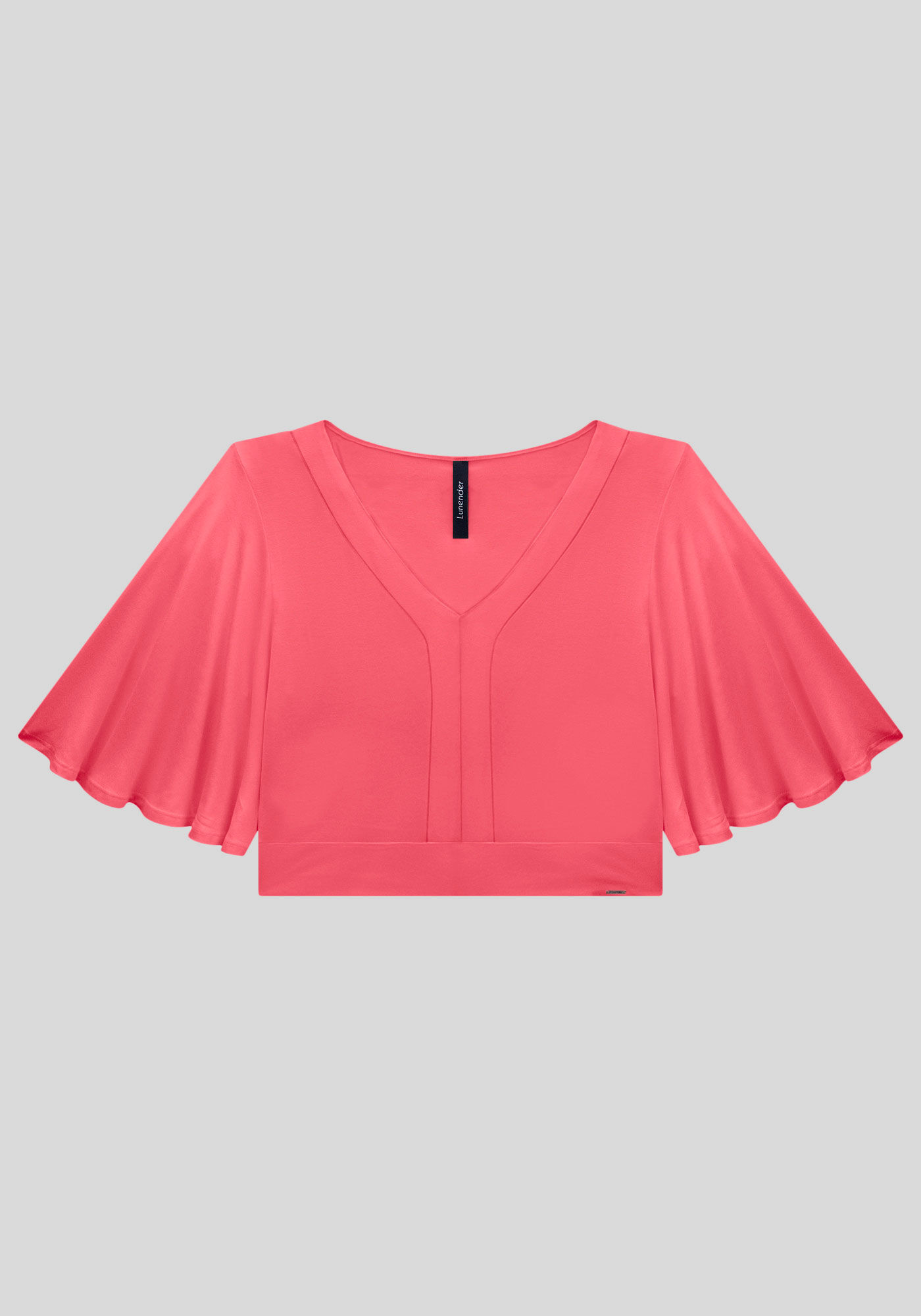 Blusa Cropped em Malha Viscose com Manga Flare, , large.